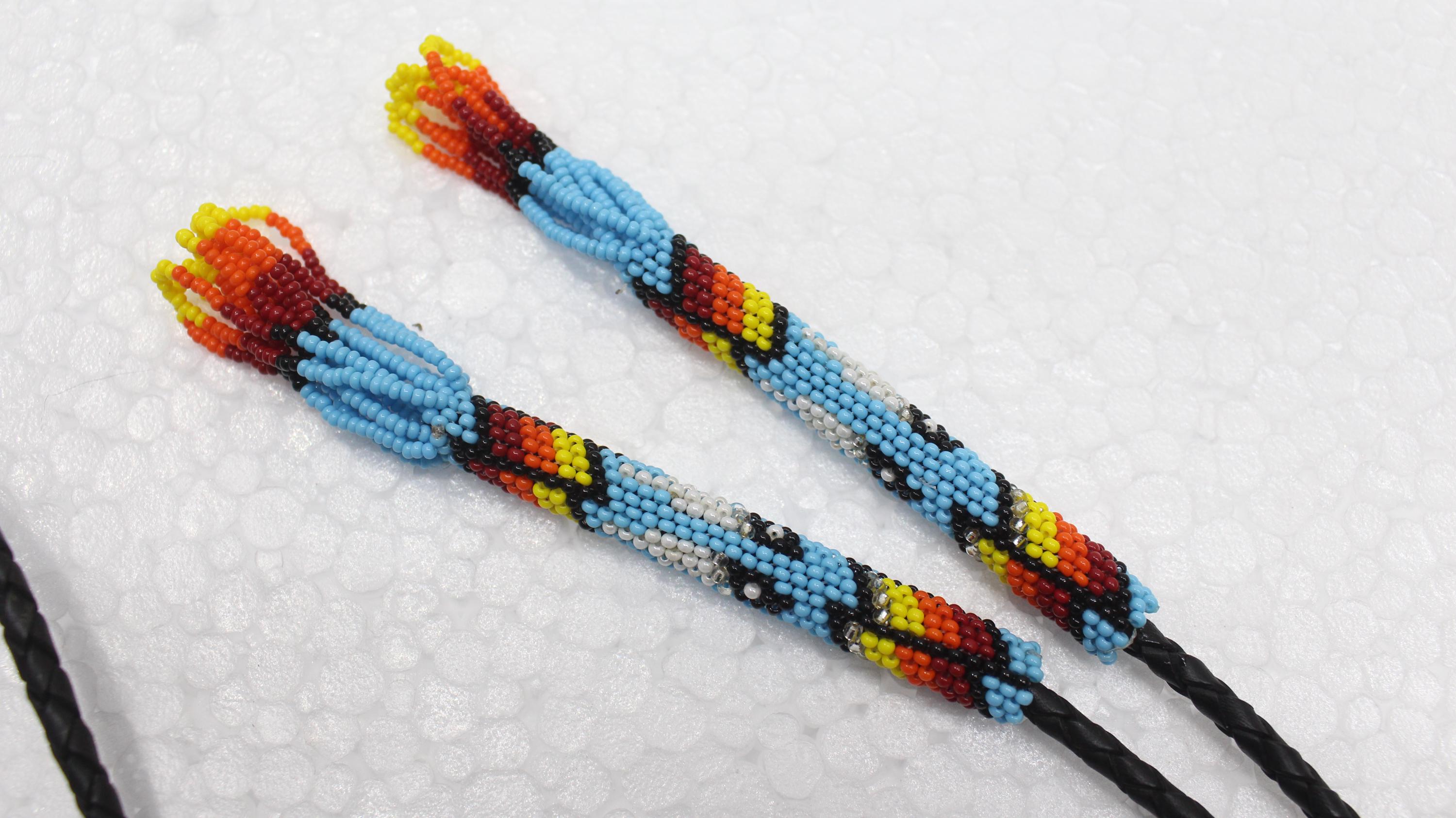 Handmade Beaded Bolo Tie. Stylish Seed Beads Accessory For Men