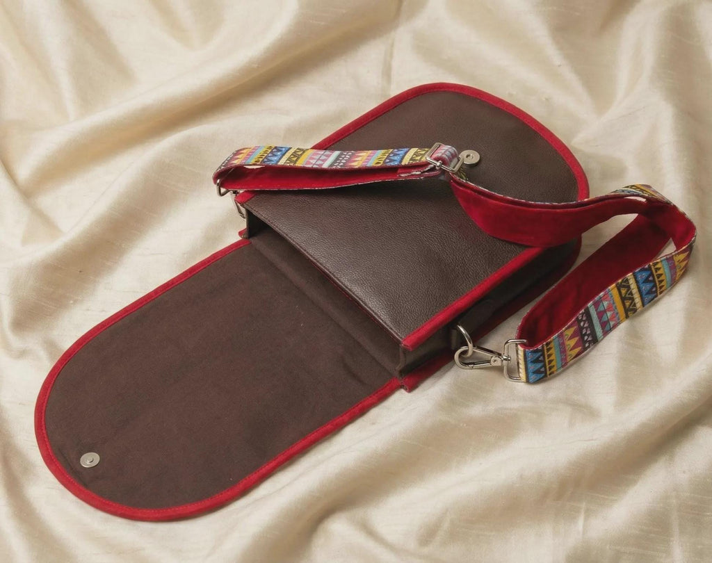 Beaded Crossbody Bag, Boho Handmade Unisex Canvas Sling Purse with Adjustable Strap