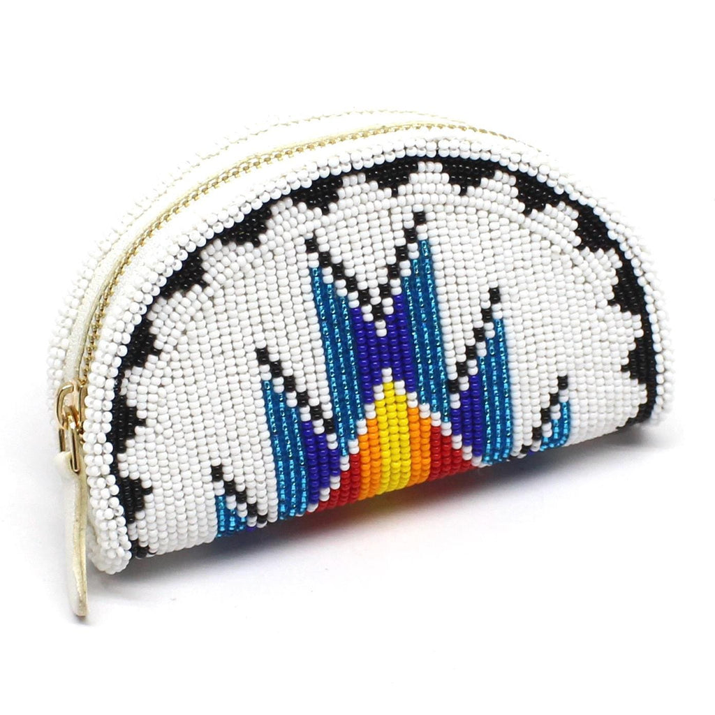 Set of 2 Handmade Beaded Coin Purse. Stylish Zipper Chain Pouch For Essentials