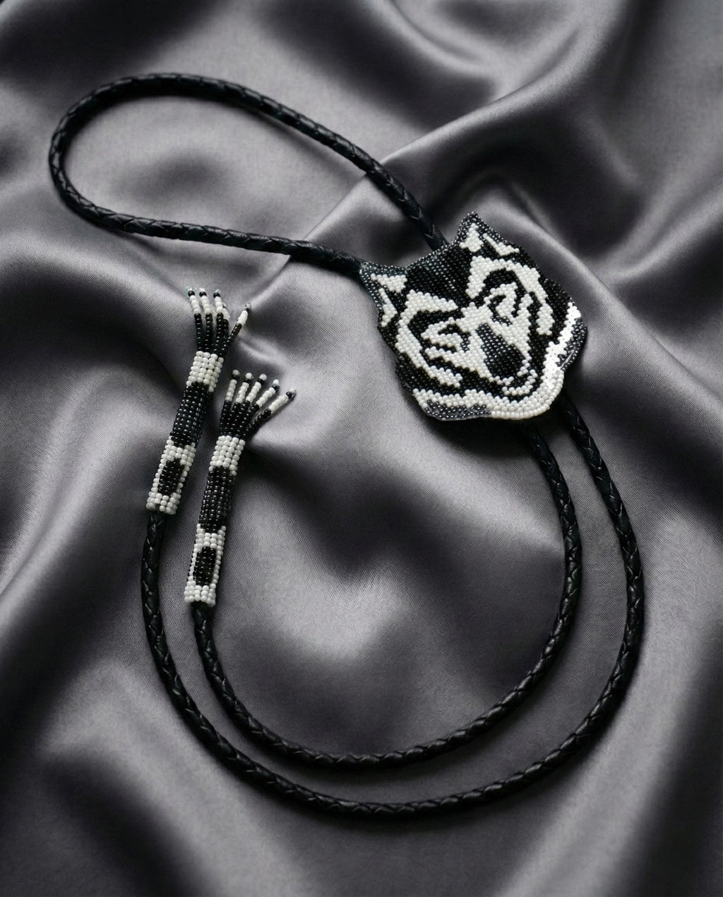 Handmade Beaded Bolo Tie. Stylish Seed Beads Accessory For Men