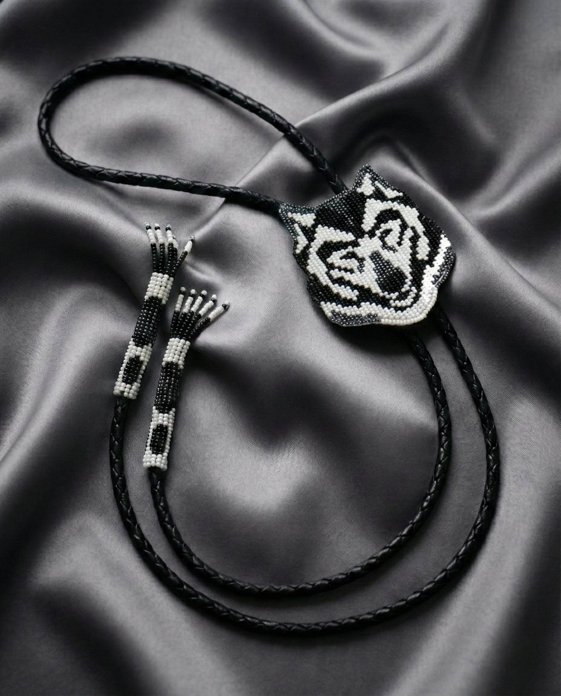 Handmade Beaded Bolo Tie. Stylish Seed Beads Accessory For Men