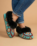 Handmade Beaded Moccasins. Slip on Fur Lining Comfortable Shoes For Women. Gift For Her