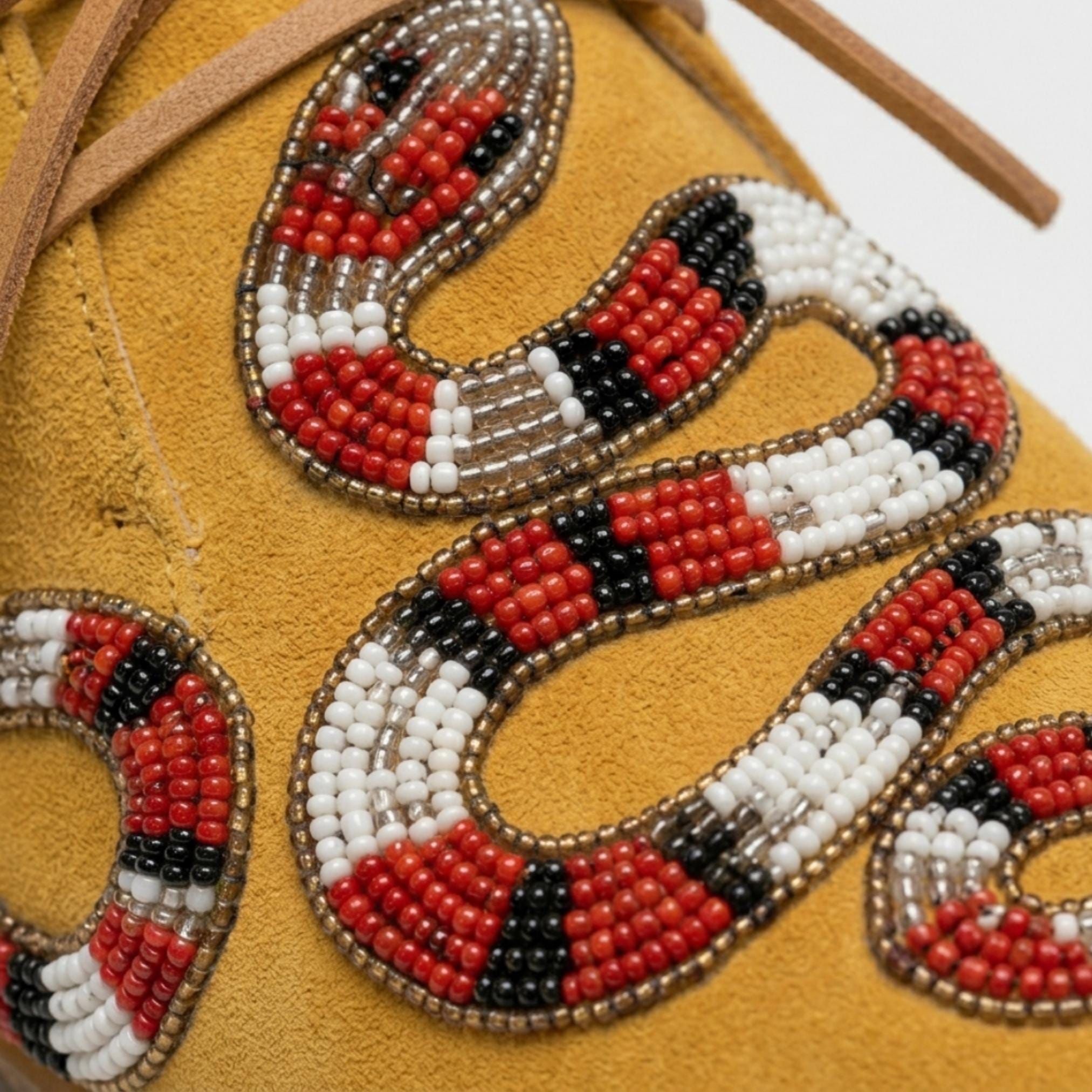 Beaded Snake Design Moccasins. Handmade Unique Suede Lace-up Shoes For Women. Suitable For Outdoor Wear. Summer Gift For Her.