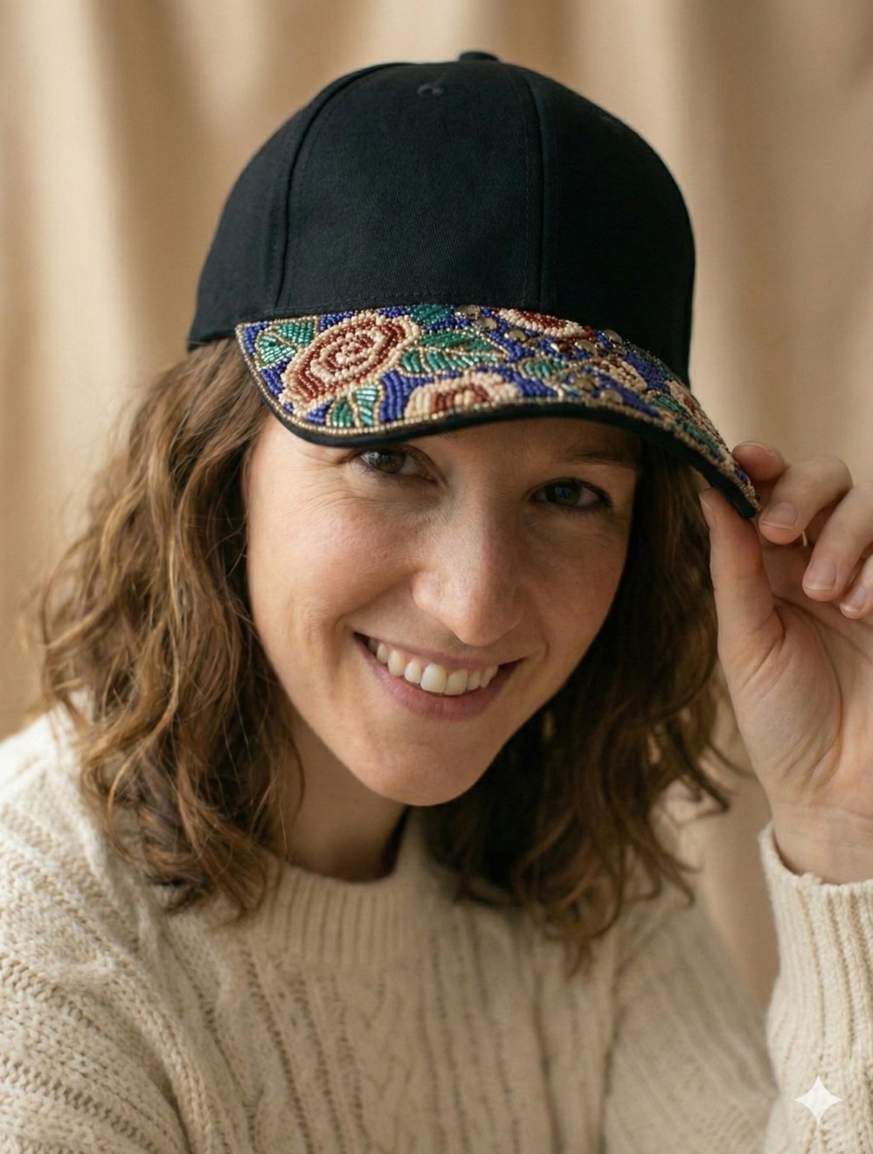 Handmade Beaded Cap. Unisex Adjustable Baseball Hat For Men and Women. Suitable for Gifting