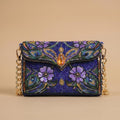 Royal Blue Beaded Evening Bag – Intricate Floral Seed Bead Sling Purse