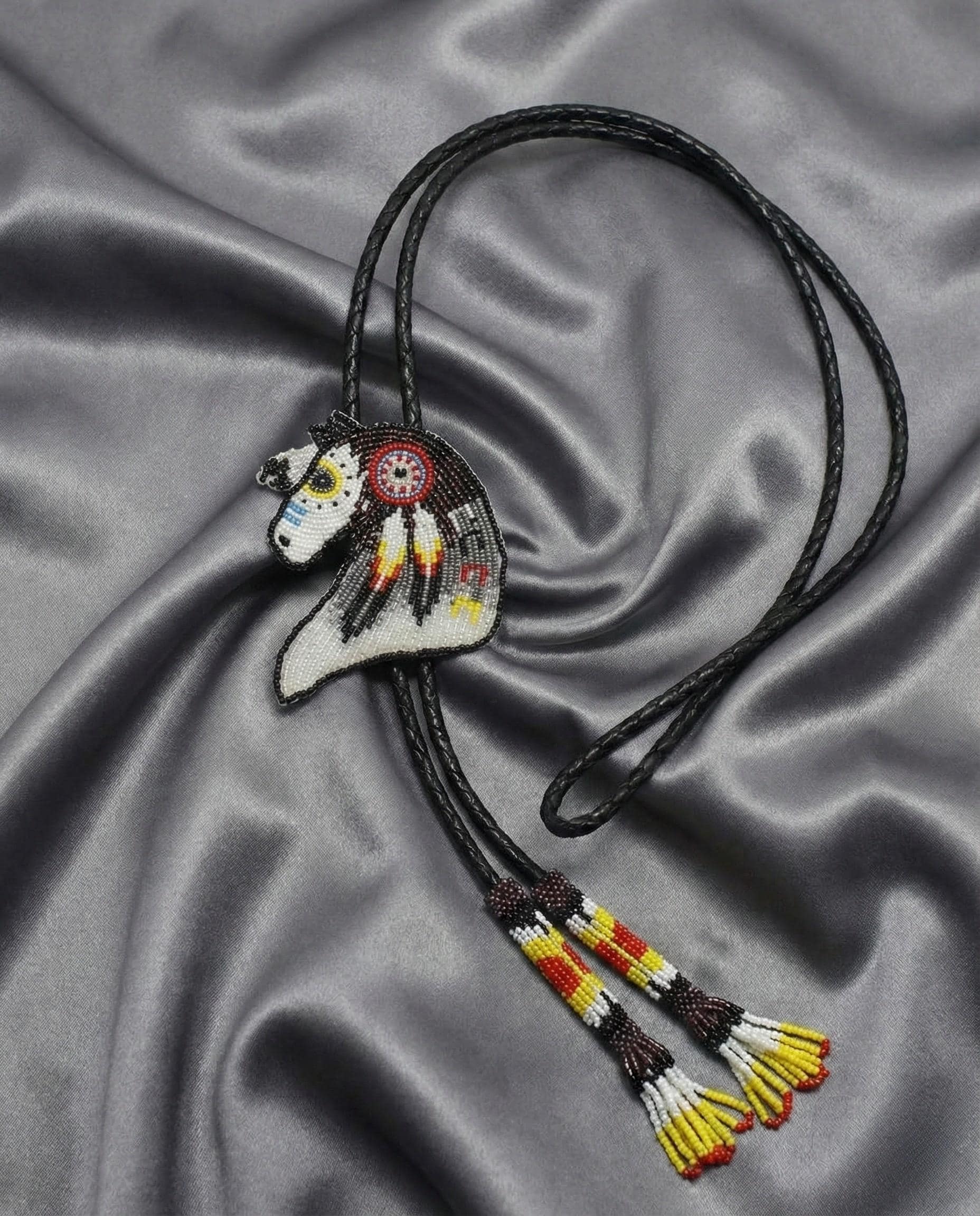 Handmade Beaded Bolo Tie. Stylish Seed Beads Accessory For Men