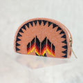 Handmade Coin Purse. Peach Beaded Hand Pouch For Essentials.