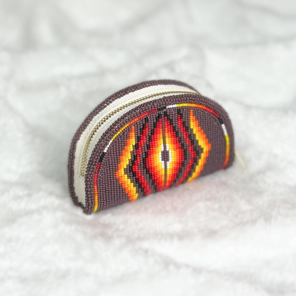 Handmade Coin Purse. Geometrical Beaded Hand Pouch For Essentials.