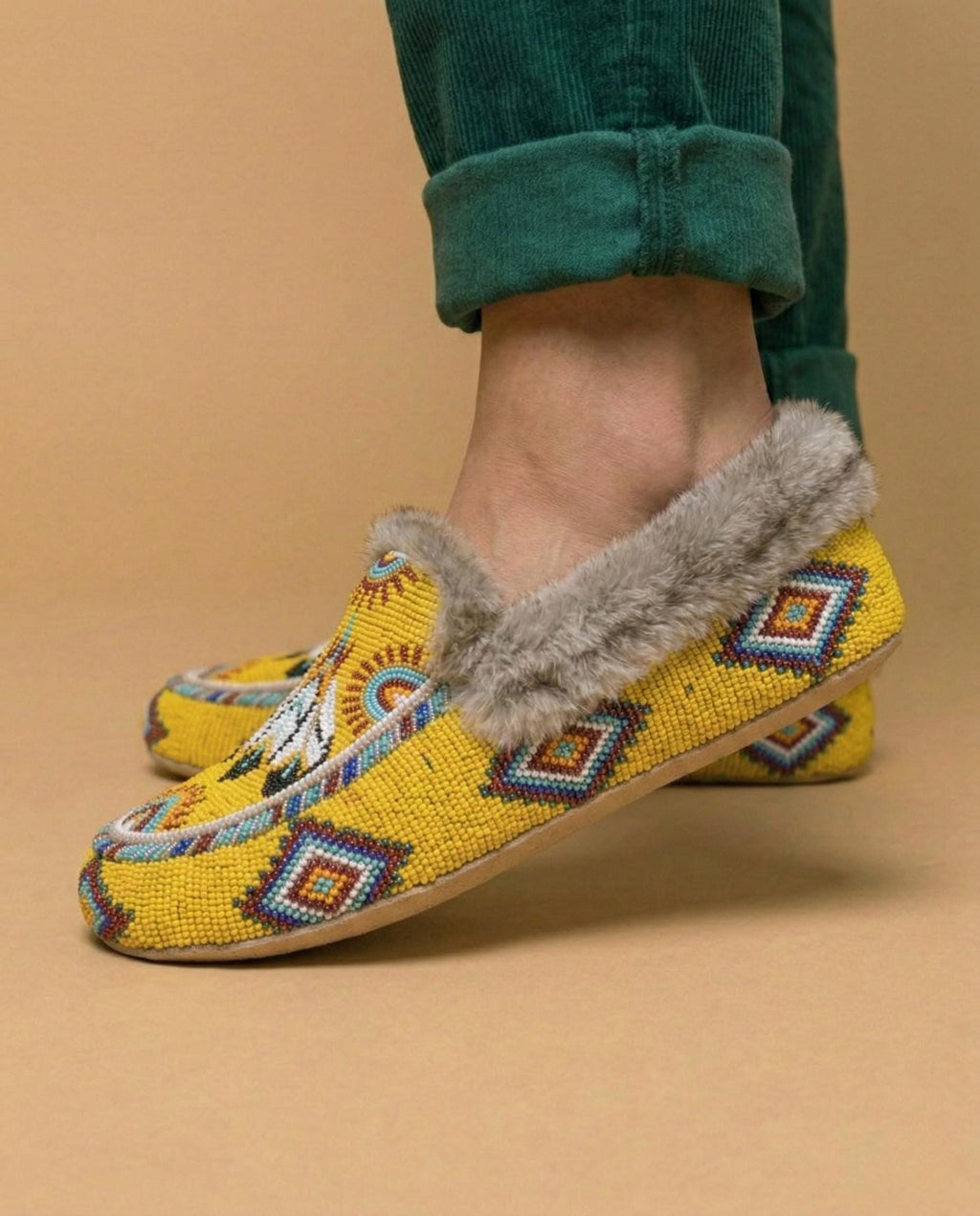 Handmade Full Beaded Leather Moccasins. Native American Style Shoes For Women. Suitable For Gifting
