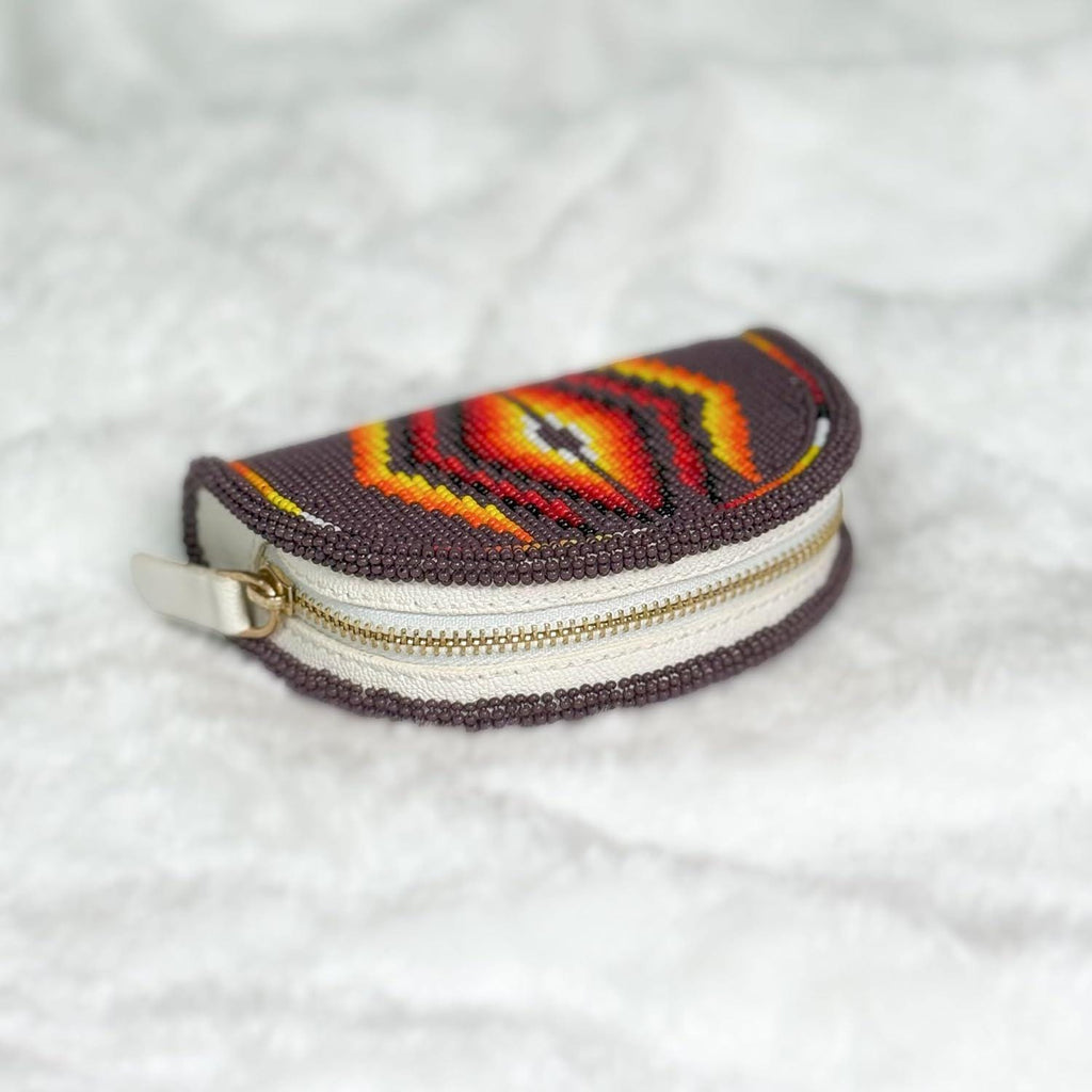 Handmade Coin Purse. Geometrical Beaded Hand Pouch For Essentials.
