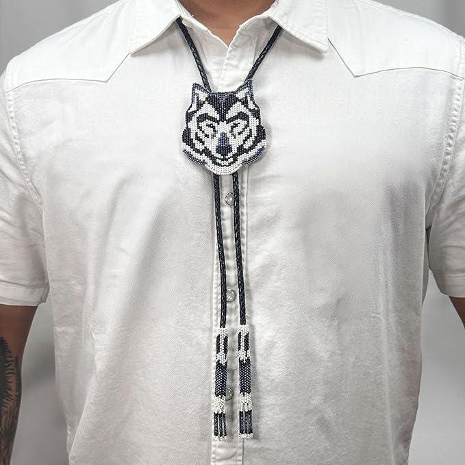 Handmade Beaded Bolo Tie. Stylish Seed Beads Accessory For Men