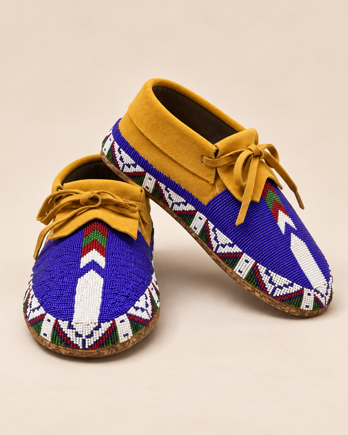 Royal Blue Beaded Lace-Up Men's Moccasins