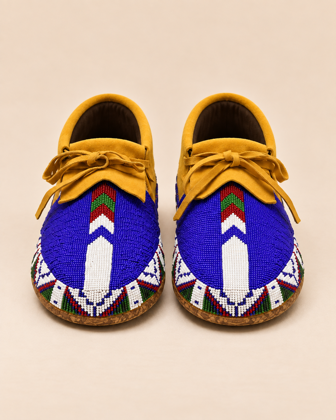 Royal Blue Beaded Lace-Up Men's Moccasins