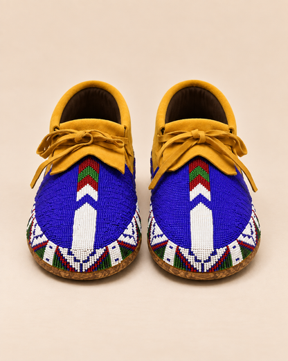 Royal Blue Beaded Lace-Up Men's Moccasins