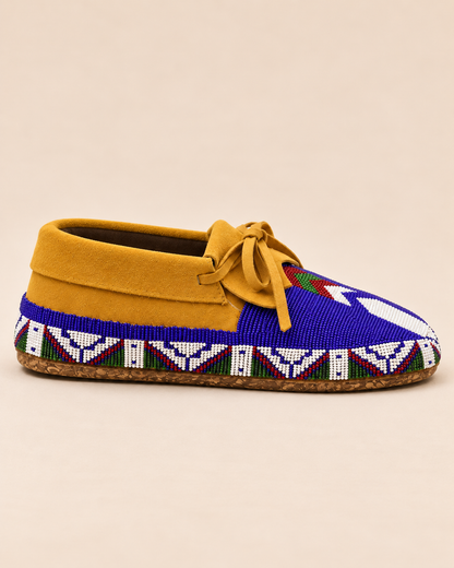 Royal Blue Beaded Lace-Up Men's Moccasins