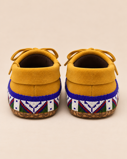 Royal Blue Beaded Lace-Up Men's Moccasins