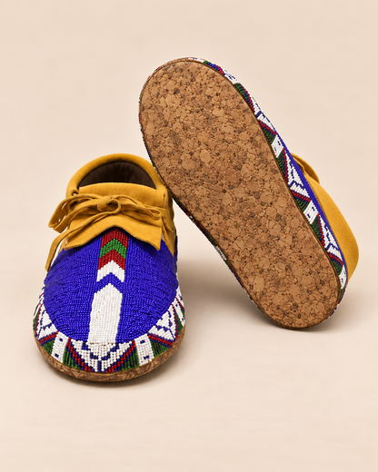 Royal Blue Beaded Lace-Up Men's Moccasins