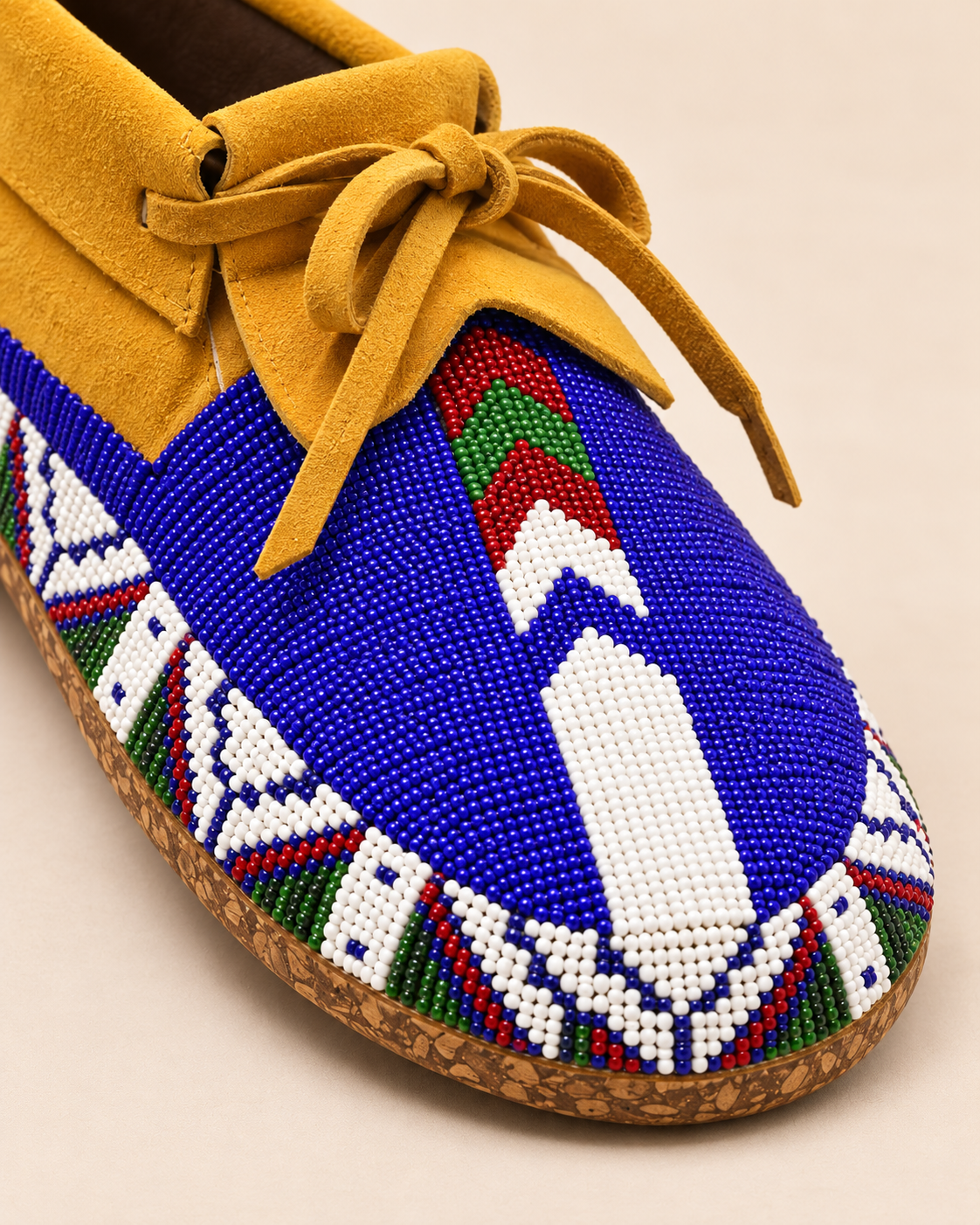 Royal Blue Beaded Lace-Up Men's Moccasins