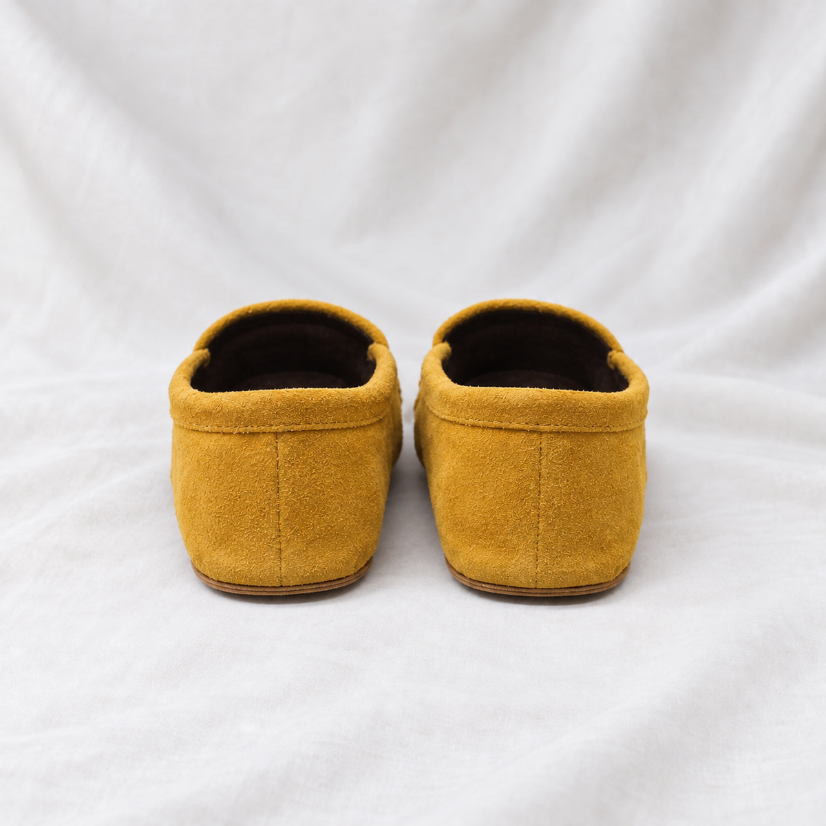 Purple Flower Beaded Yellow Suede Moccasins