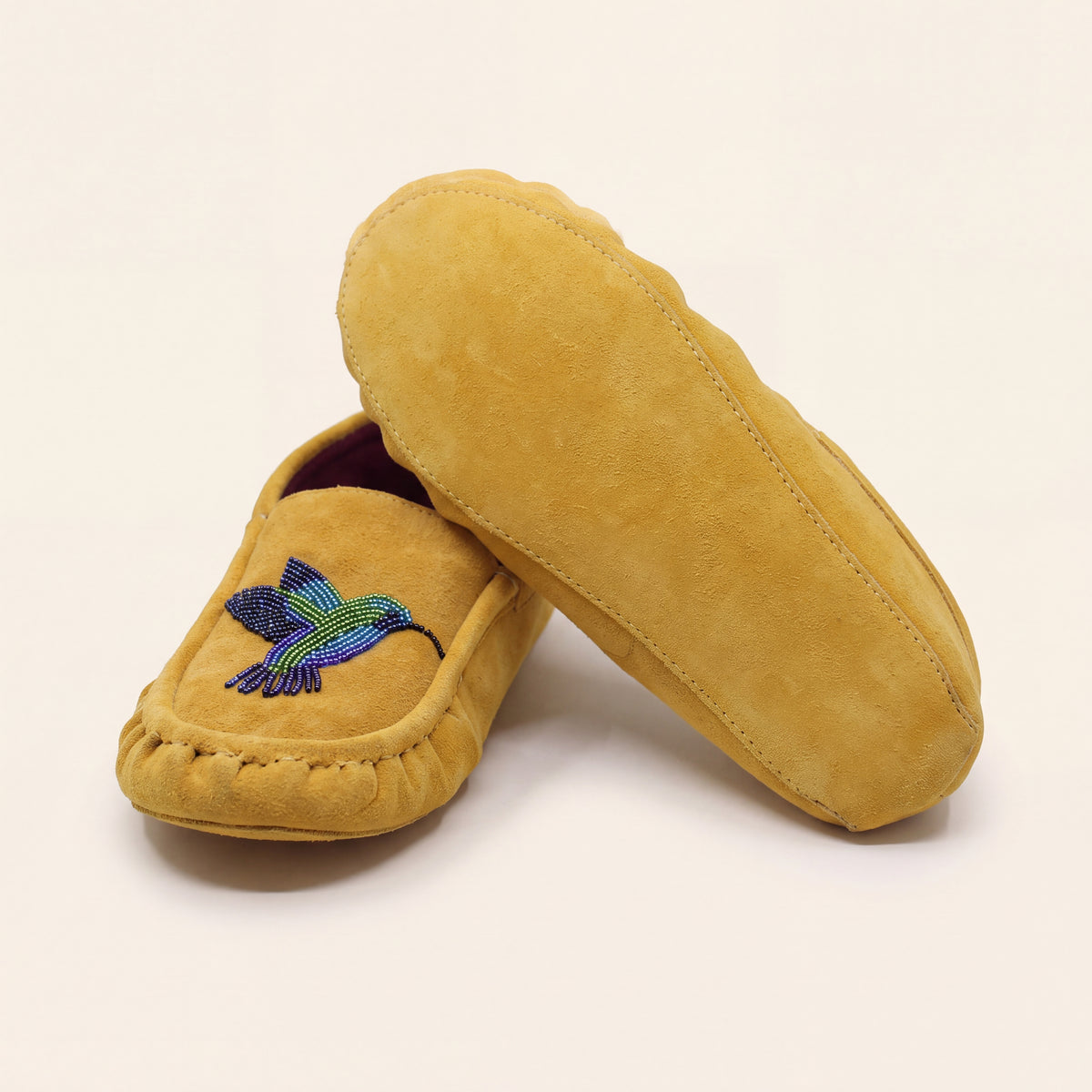 Hummingbird Beaded Leather Moccasins