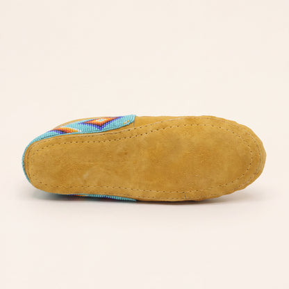 Turquoise Diamond Beaded Soft Sole Moccasins