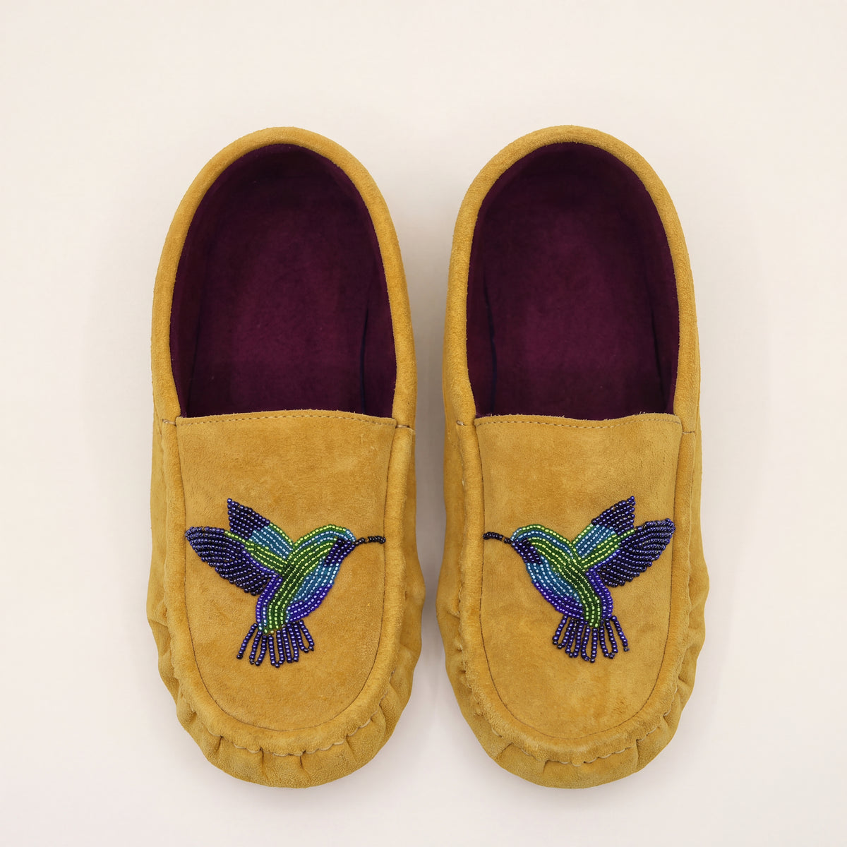 Hummingbird Beaded Leather Moccasins