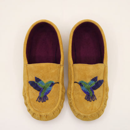 Hummingbird Beaded Leather Moccasins