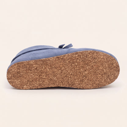 Strawberry Beaded Blue Suede Lace-Up Moccasins for Women