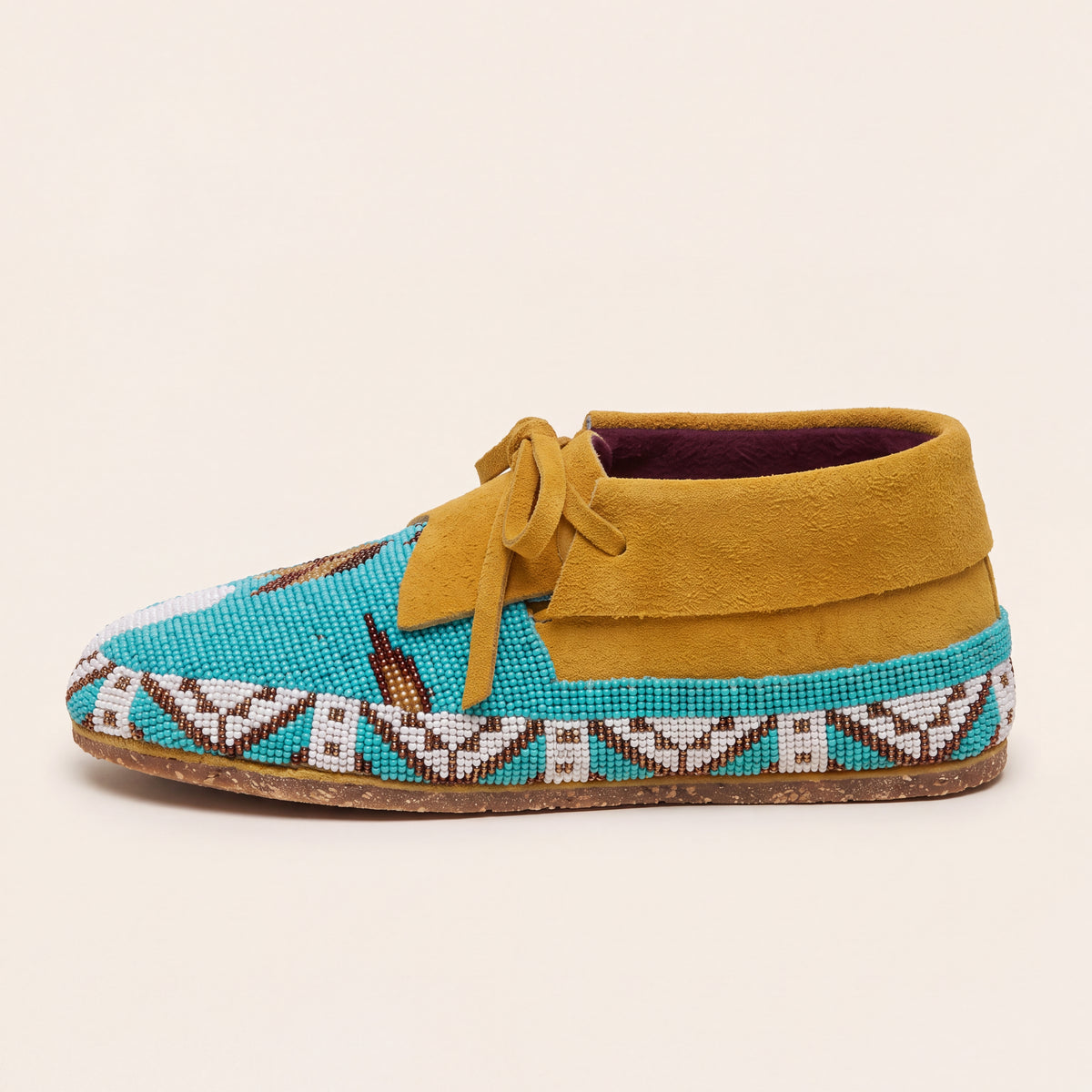 Men's Blue Beaded Lace-Up Moccasins