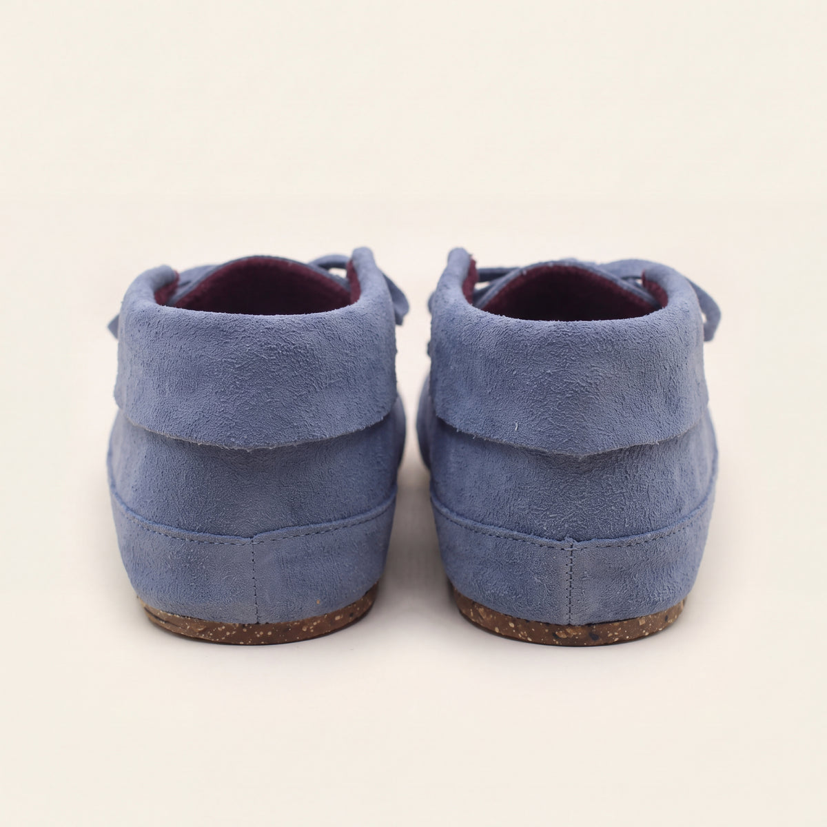 Strawberry Beaded Blue Suede Lace-Up Moccasins for Women