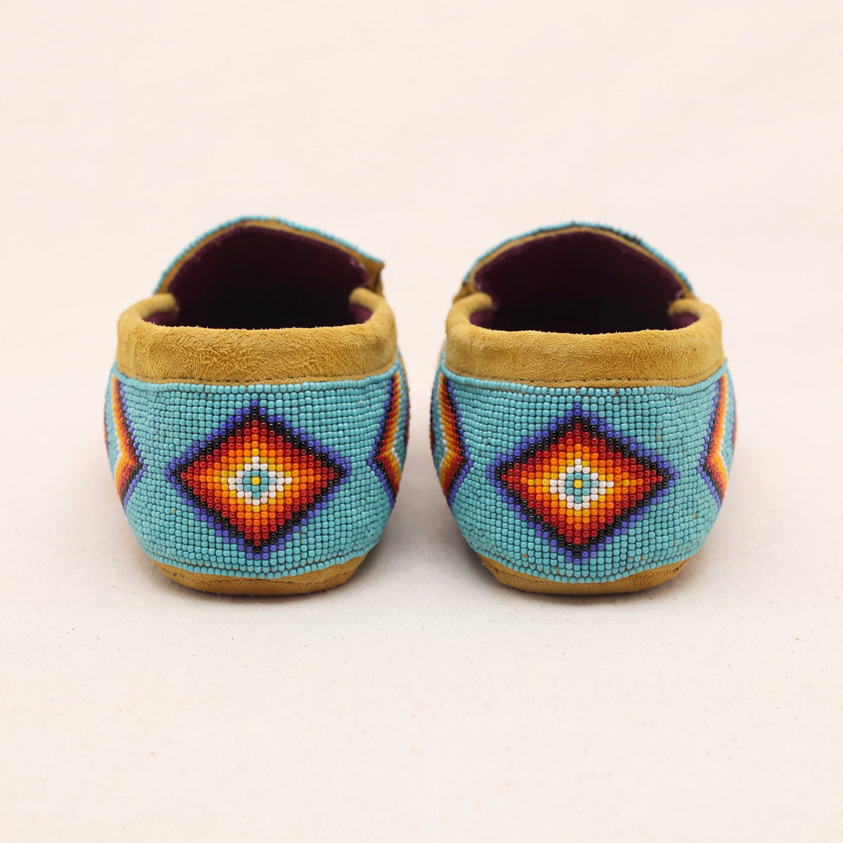 Turquoise Diamond Beaded Soft Sole Moccasins