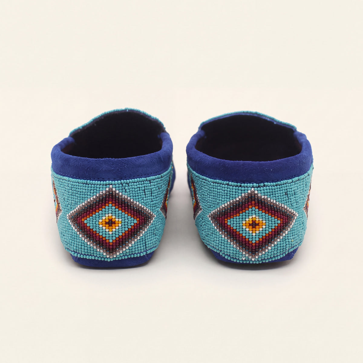 Turquoise Sunburst Beaded Leather Moccasins