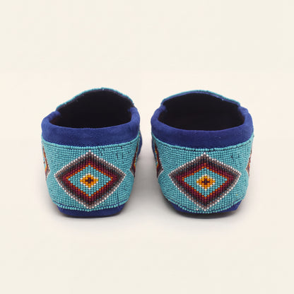 Turquoise Sunburst Beaded Leather Moccasins