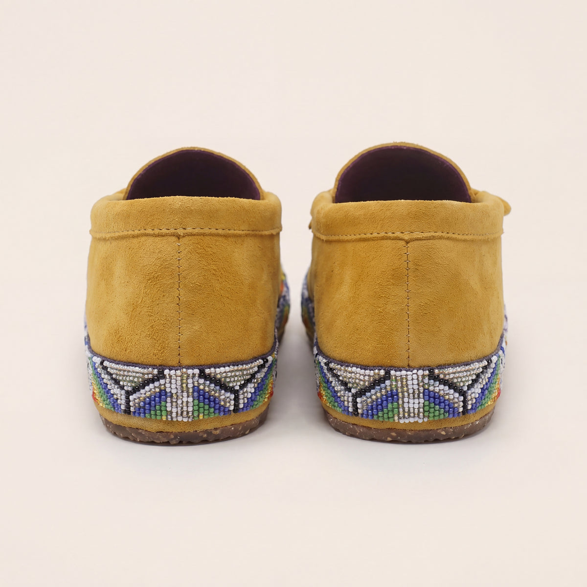 Men's Suede Rainbow Flame Lace Up Beaded Moccasins