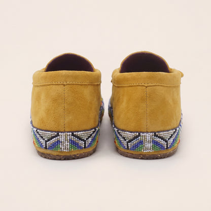 Men's Suede Rainbow Flame Lace Up Beaded Moccasins