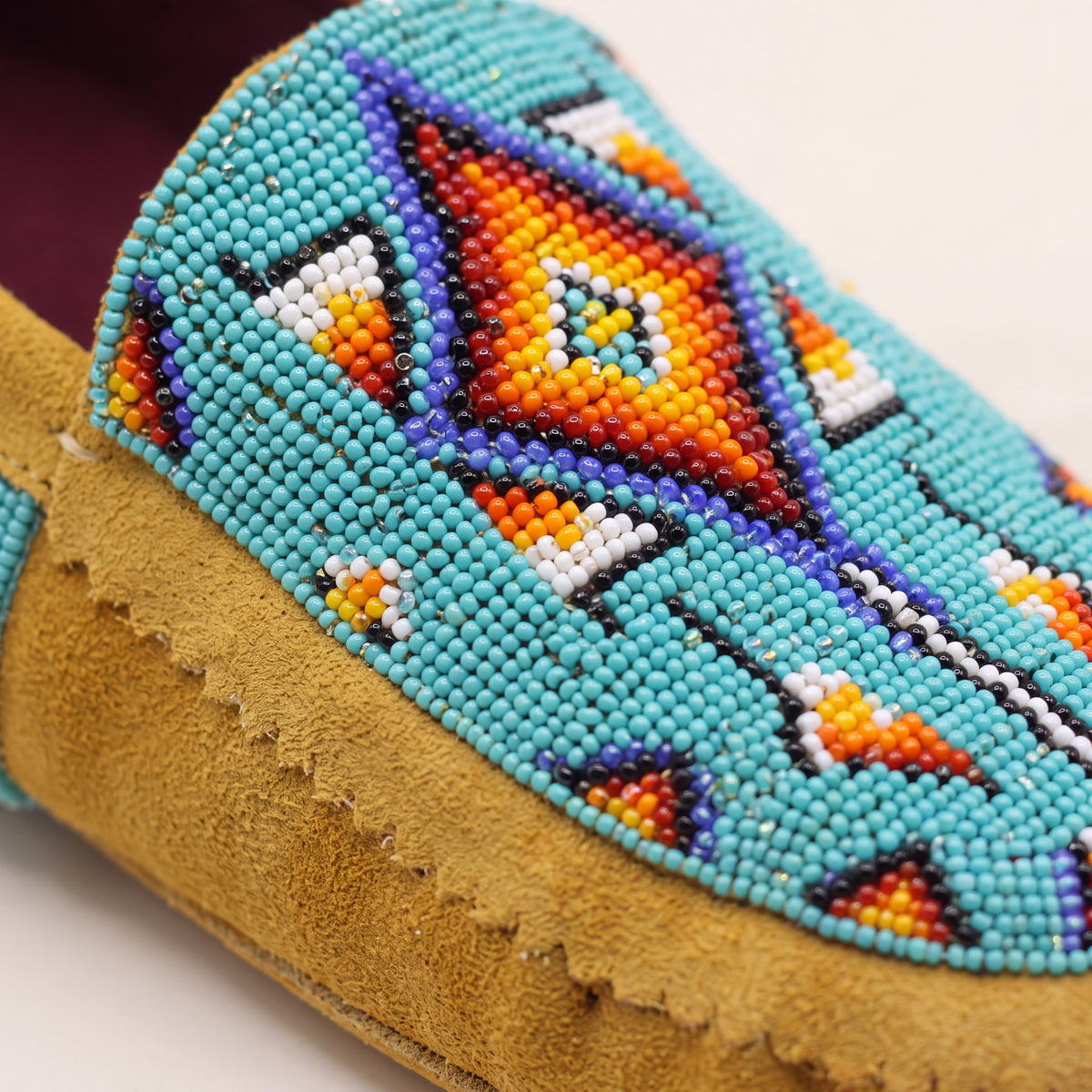 Turquoise Diamond Beaded Soft Sole Moccasins