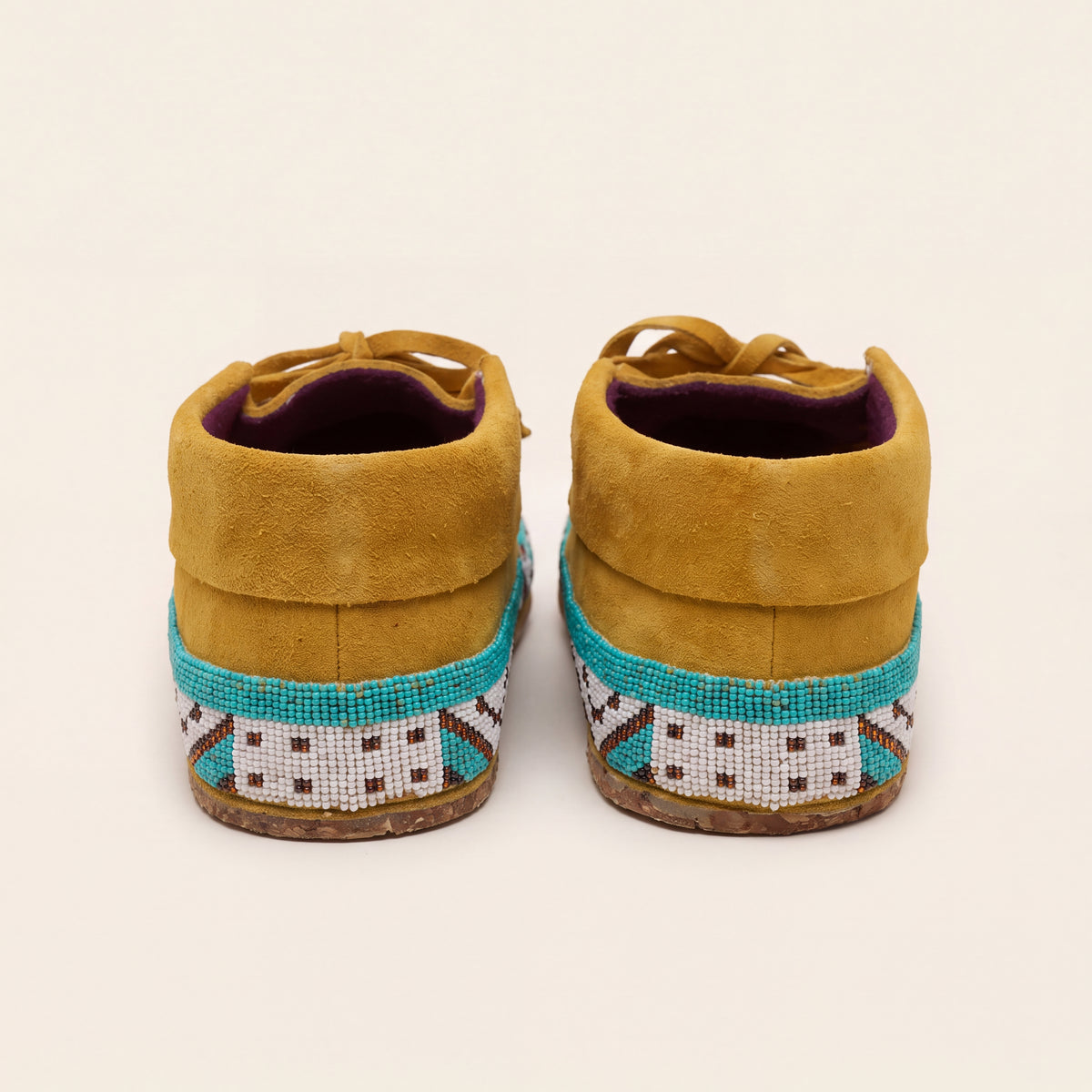 Men's Blue Beaded Lace-Up Moccasins