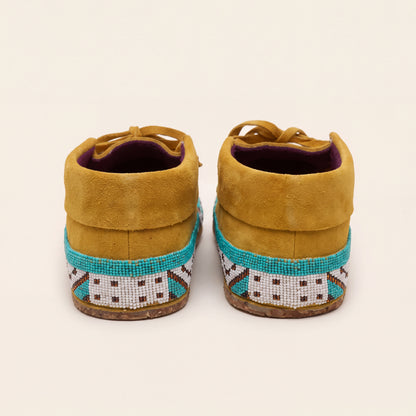 Men's Blue Beaded Lace-Up Moccasins