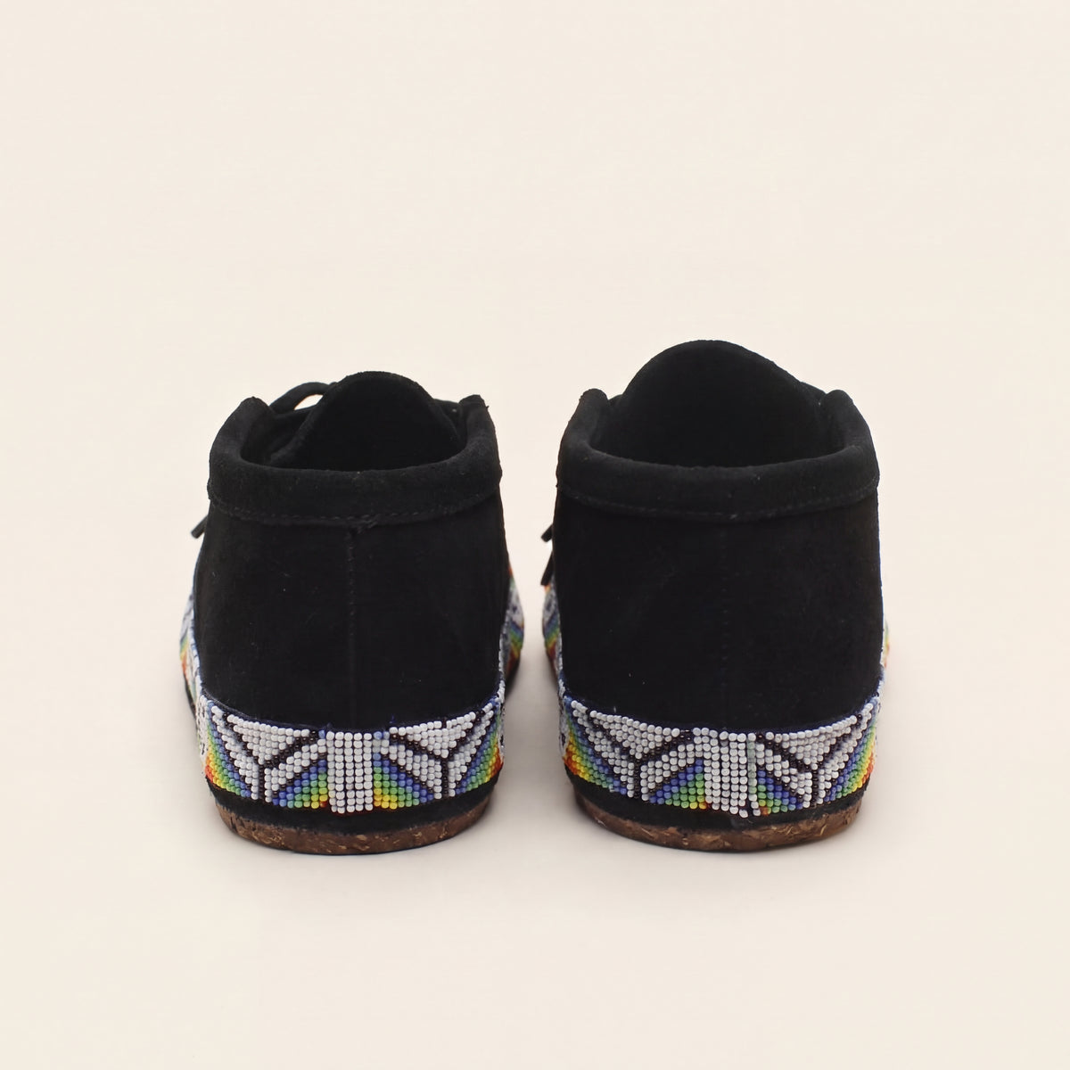 Men's Suede Rainbow Flame Lace Up Beaded Moccasins