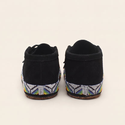 Men's Suede Rainbow Flame Lace Up Beaded Moccasins