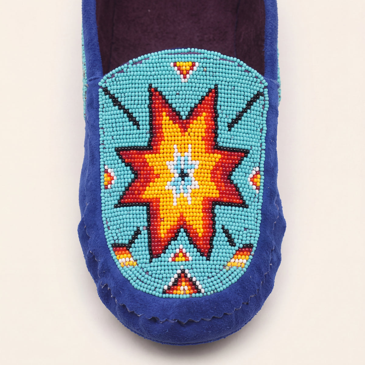 Turquoise Sunburst Beaded Leather Moccasins