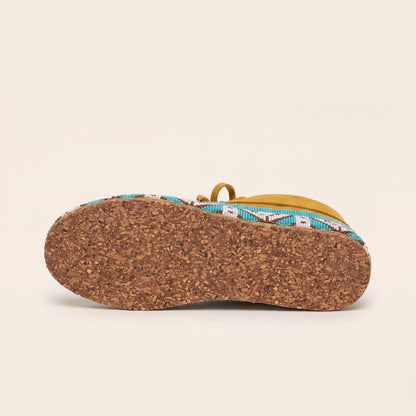 Men's Blue Beaded Lace-Up Moccasins