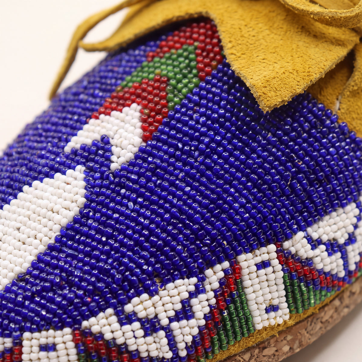 Royal Blue Beaded Lace-Up Moccasins for Women