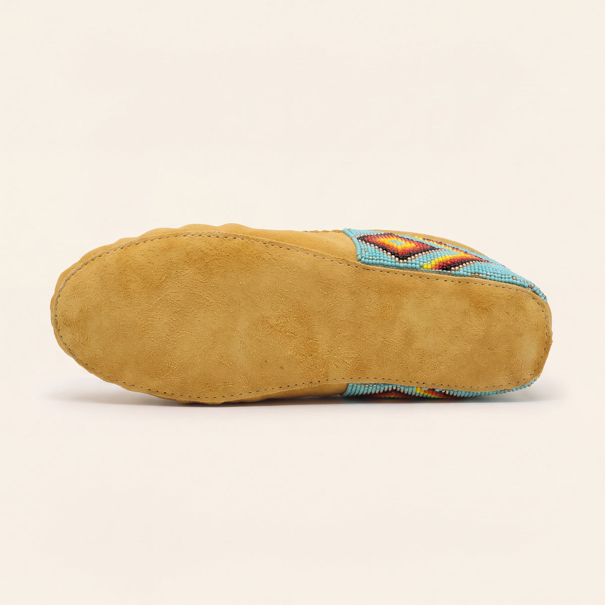 Turquoise Geometric Beaded Suede Moccasins