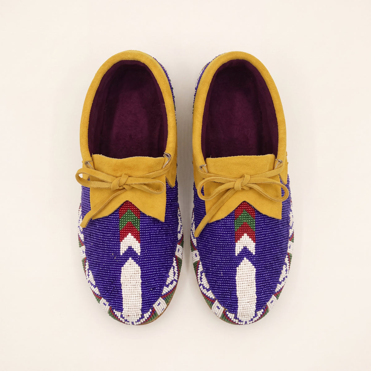 Royal Blue Beaded Lace-Up Moccasins for Women