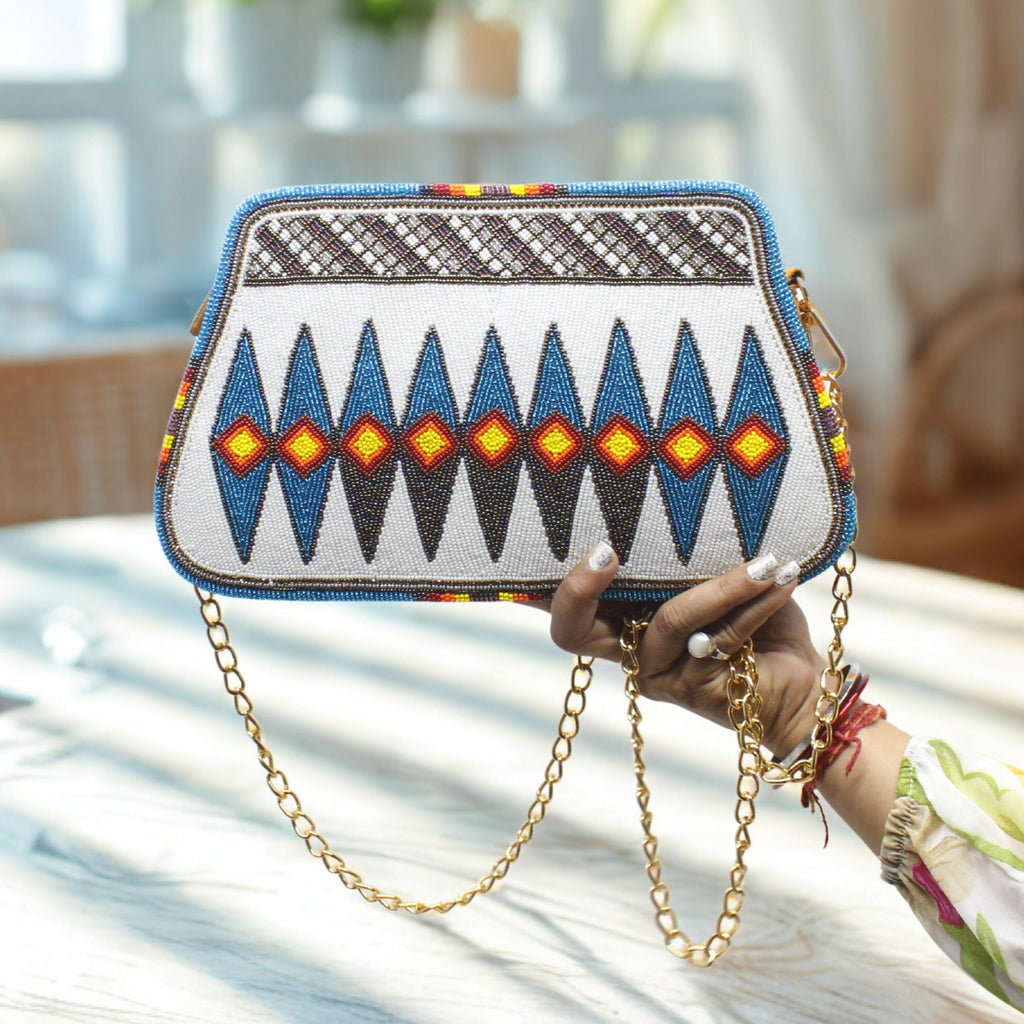 Handmade Fully Beaded Crossbody Bag