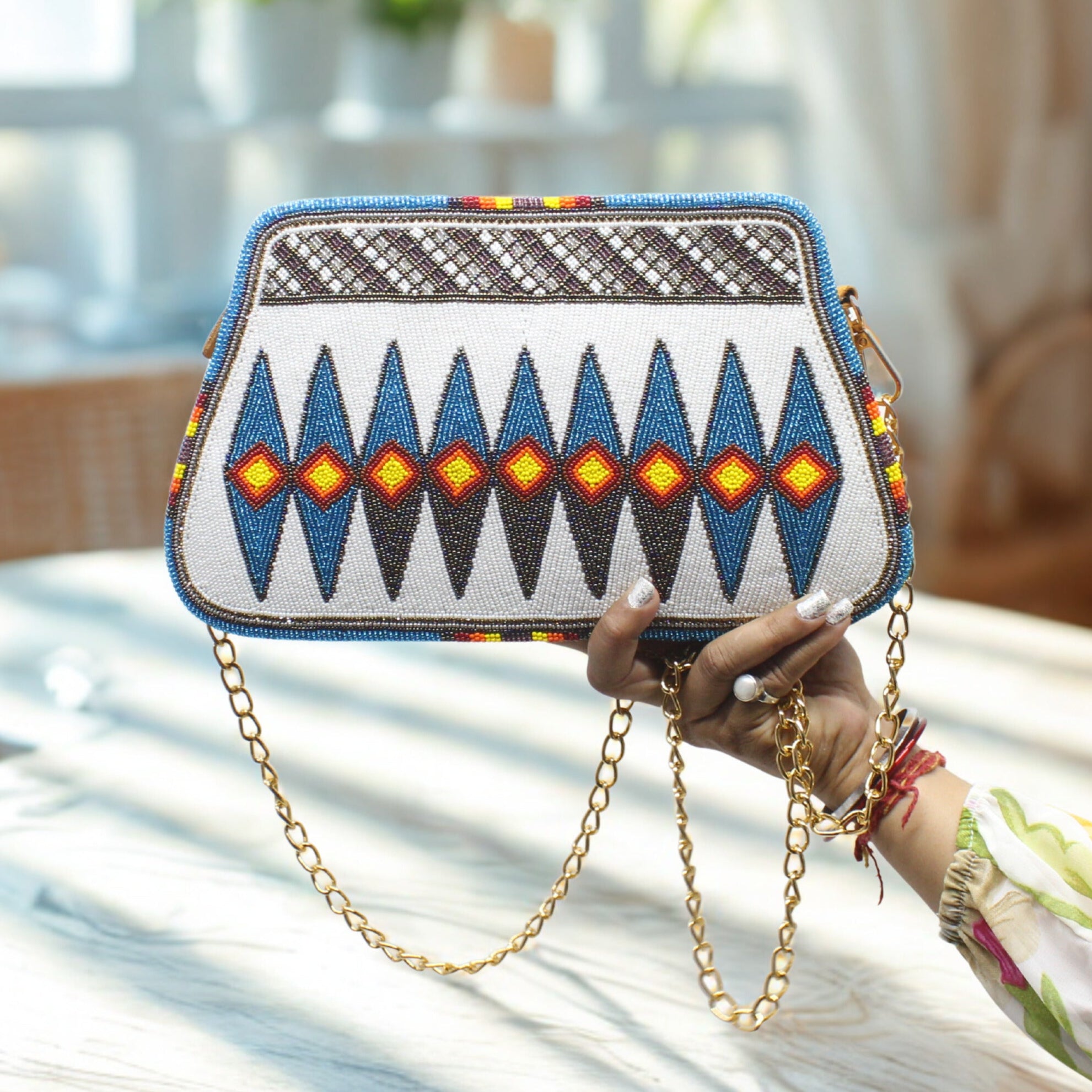 Handmade Fully Beaded Crossbody Bag