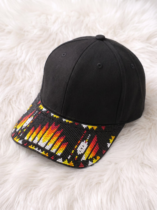 Multicolor Flame Beaded Baseball Cap