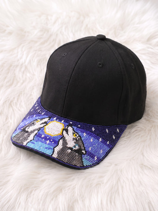 Wolf Moon Beaded Baseball Cap
