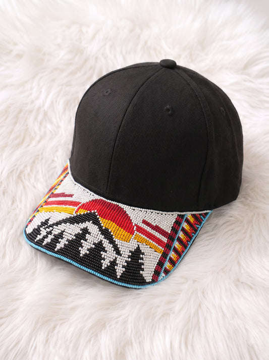 Southwestern Mountain Geometric Beaded Baseball Cap